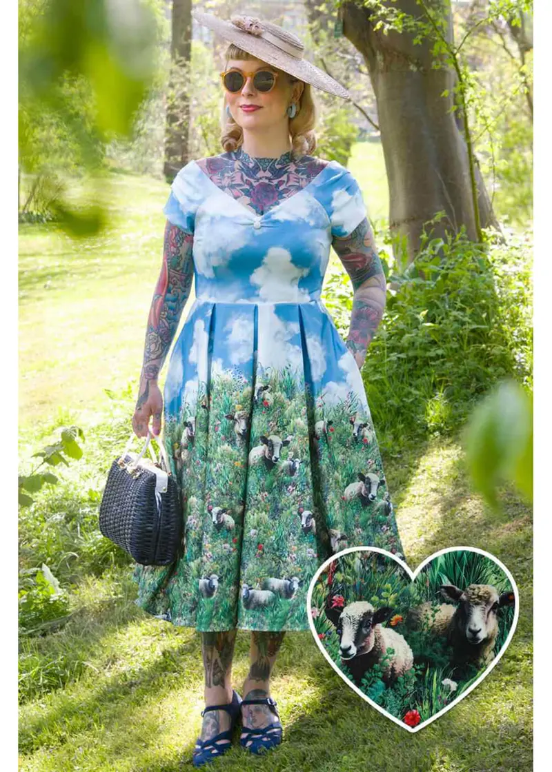 Dolly & Dotty Lily Sheep Swing Dress Blue