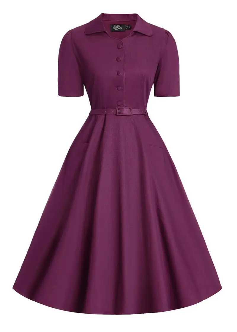Dolly & Dotty Mabel 50s Swing Dress Purple