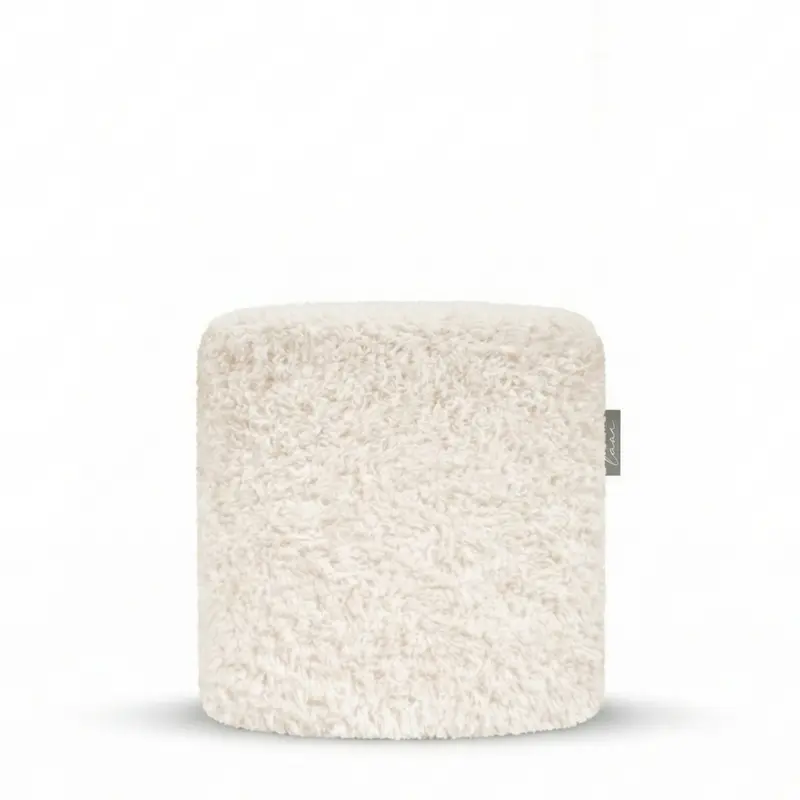 Doodle Round Pouf Ø44 White Cream - Laui Lounge