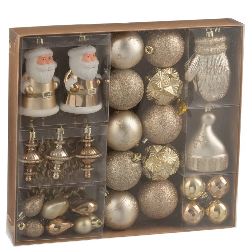 Doos Van 45 Kerstbal Plastiek Beige/Ecru J-Line