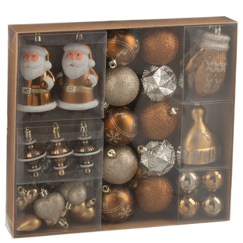 Doos Van 45 Kerstbal Plastiek Bruin J-Line