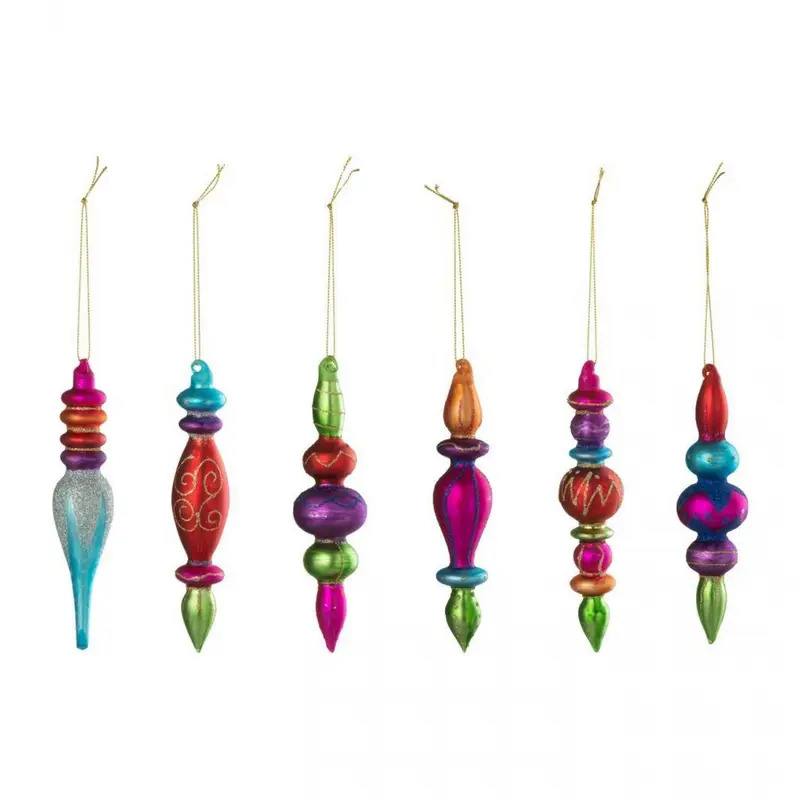 Doos Van 6 Kerstbal Glas Meerkleurig J-Line