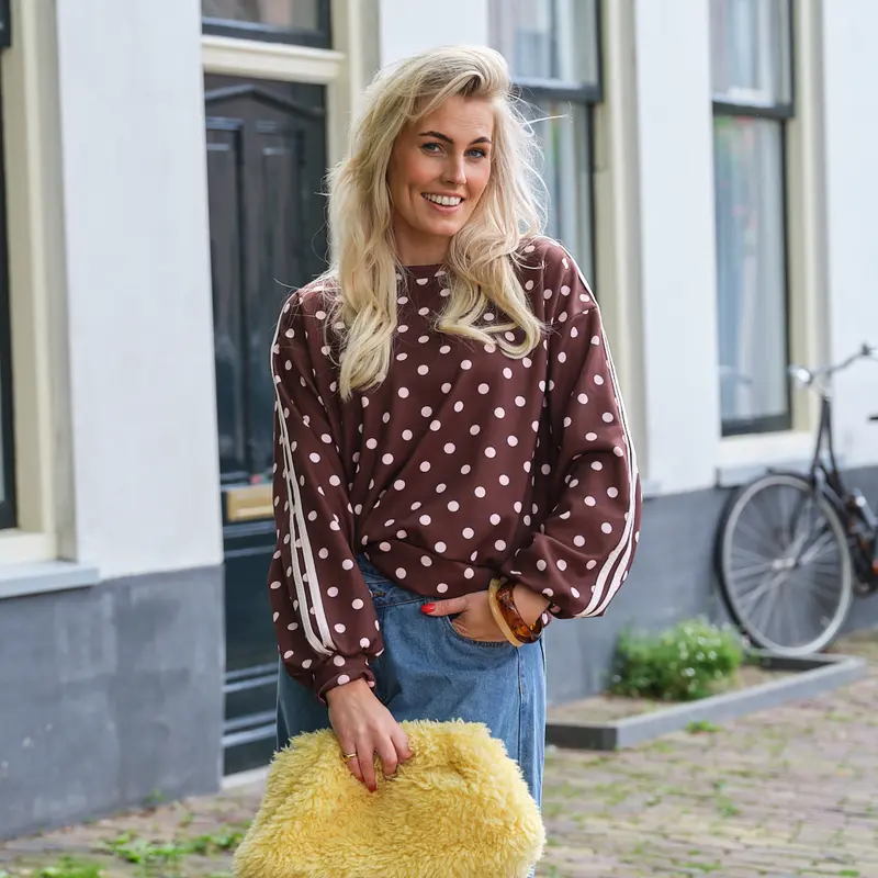 Dottie sweater bruin roze