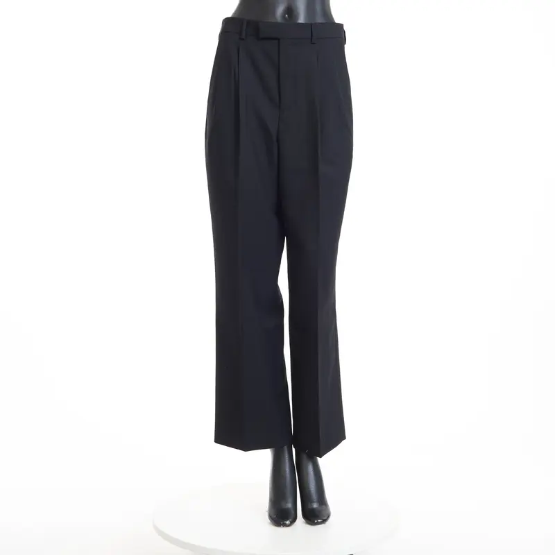 Double-pleated High Waist Margaret Pants In Wool Gabardine