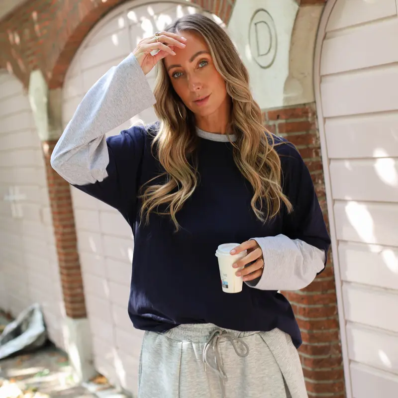 Double up longsleeve blauw grijs