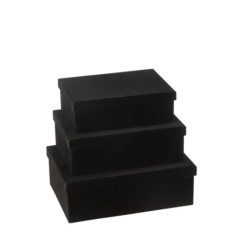 Dozen Rechthoekig Fluweel Papier Zwart Set van 3 J-Line