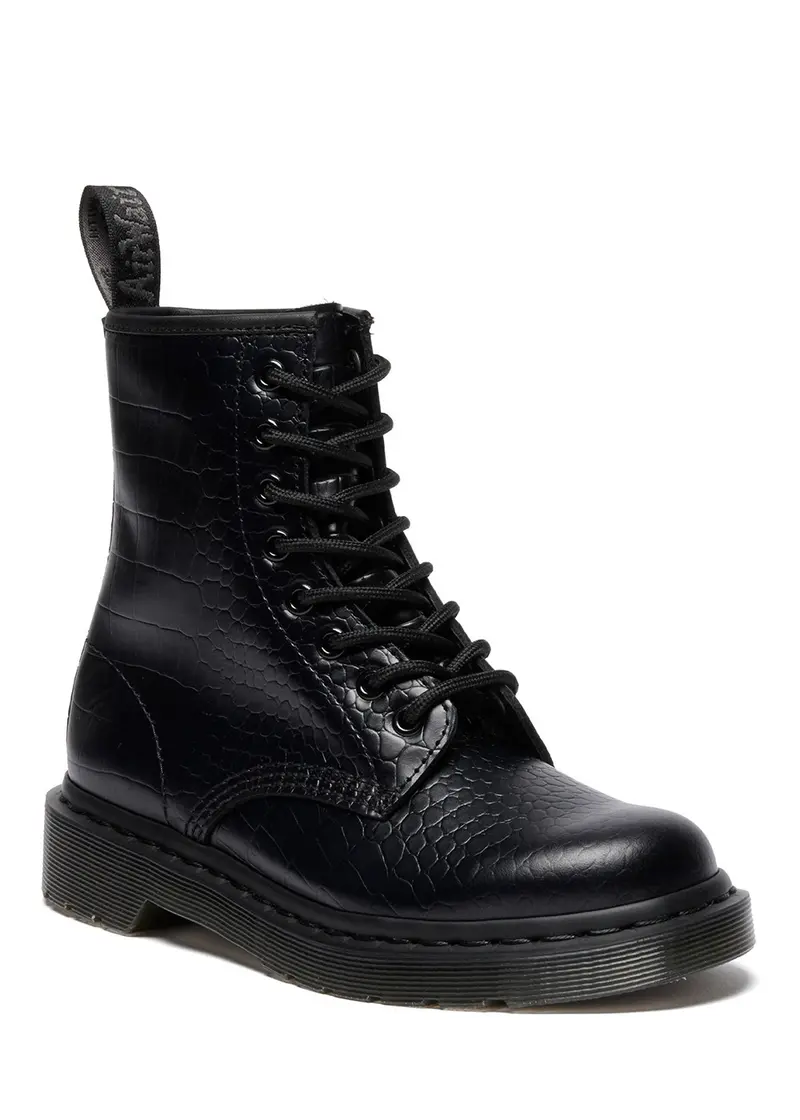 Dr. Martens 1460 Bex Croco Leather Lace-Up Boots Black