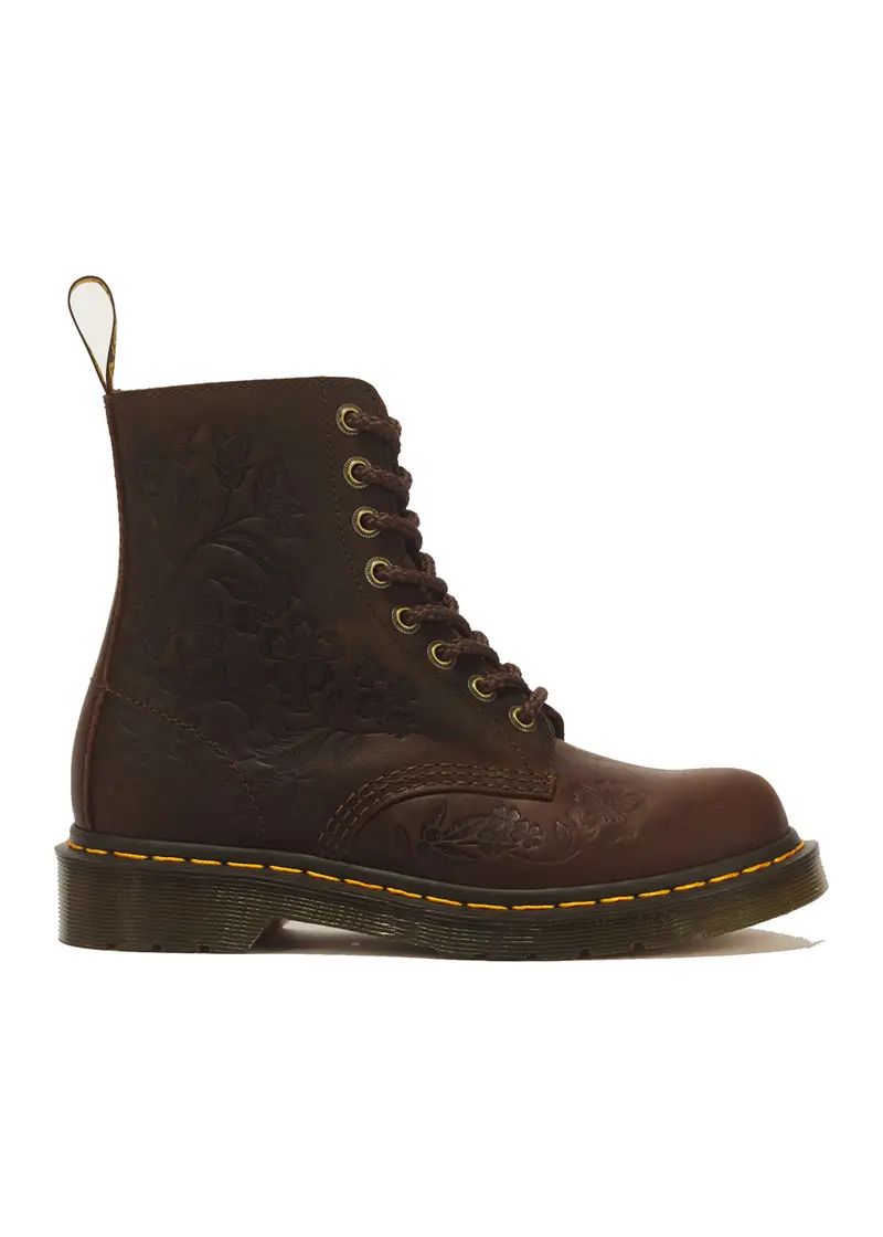 Dr. Martens 1460 Pascal Emboss Floral Boots Dark Brown