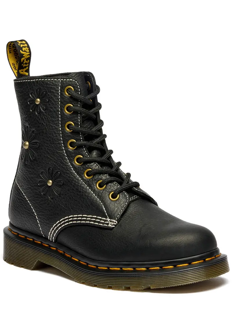 Dr. Martens 1460 Pascal Flower Black Leather Boots