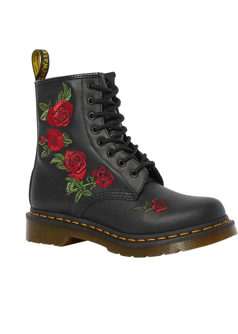 Dr. Martens 1460 Vonda Rose Black Leather Lace-Up Boots