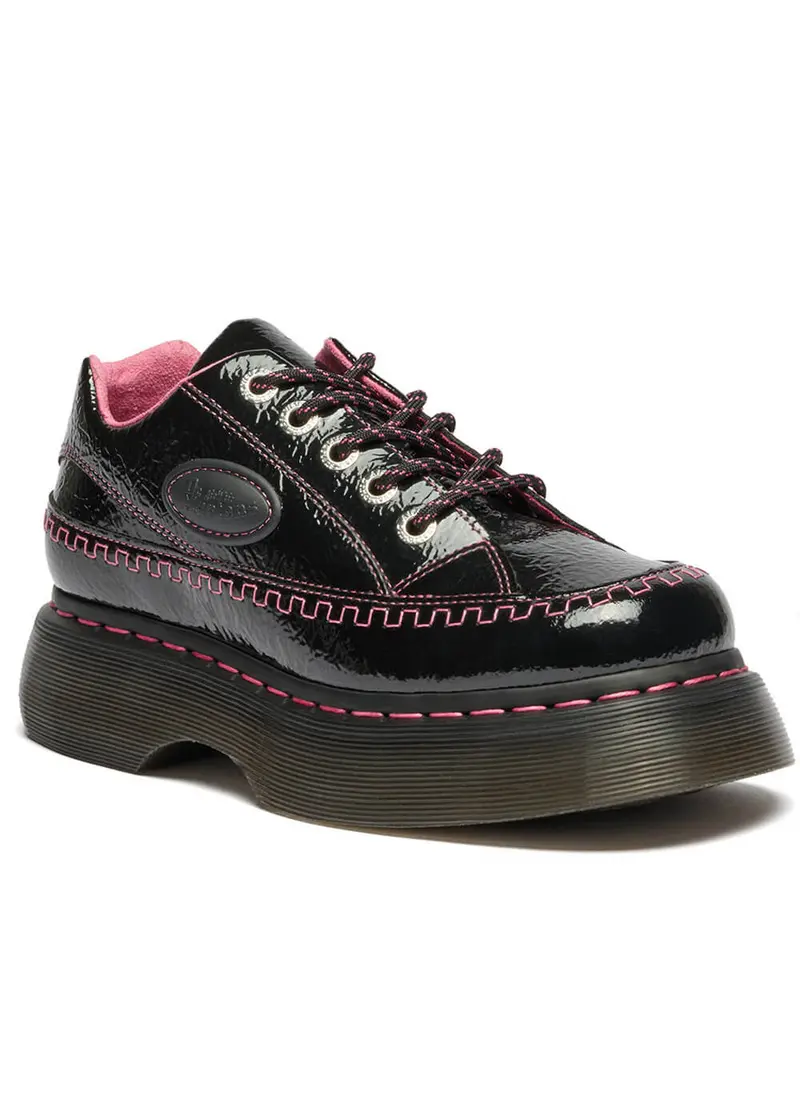 Dr. Martens Buzz 5i Distressed Patent Platform Shoes Black