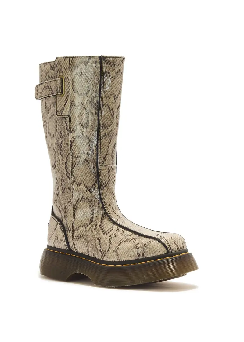 Dr. Martens Buzz Hi Snake Tall Boots Cream Black