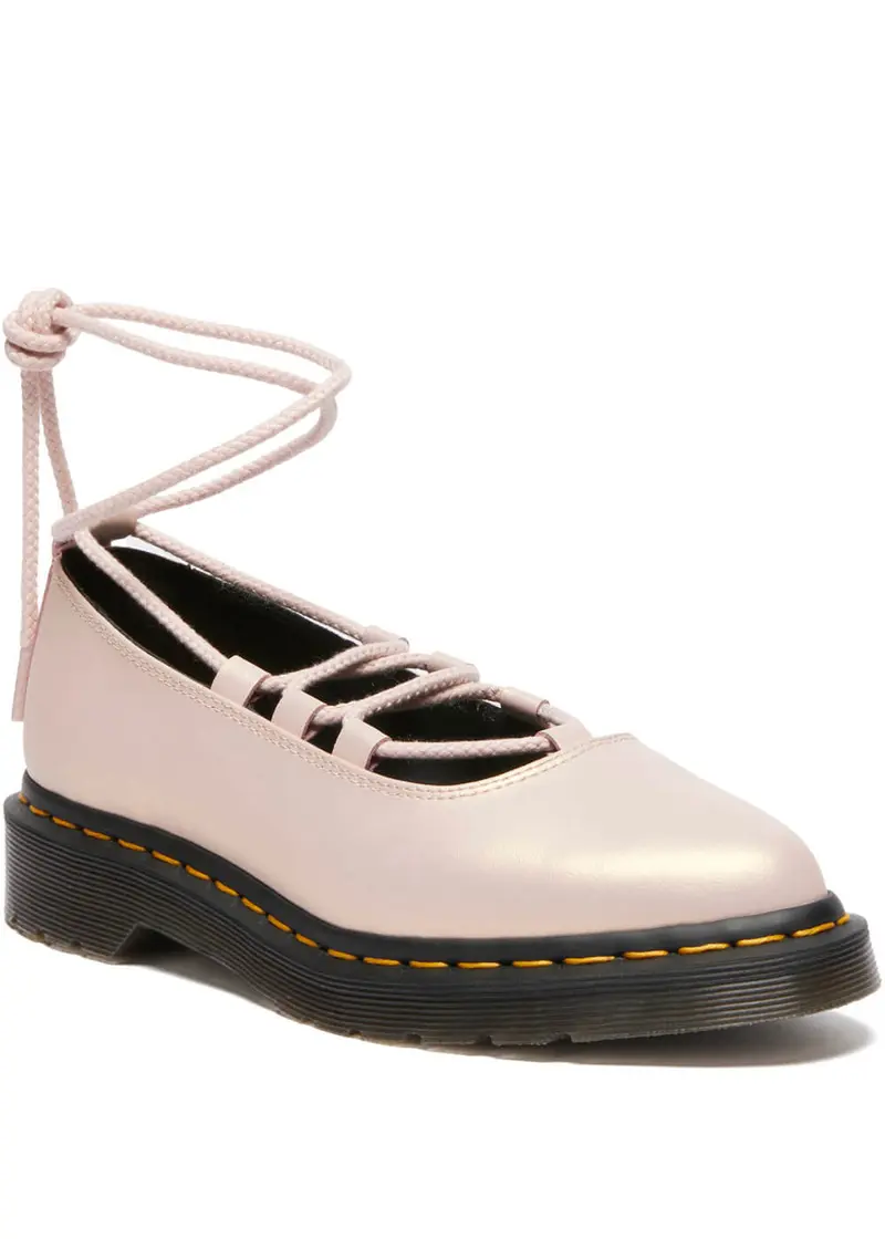 Dr. Martens Elphie II Leather Ballet Flats Powder Pink Gold
