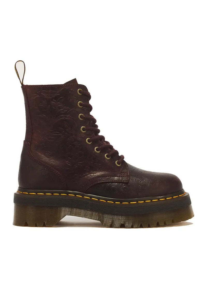 Dr. Martens Jadon Emboss Floral Boots Cherry Red