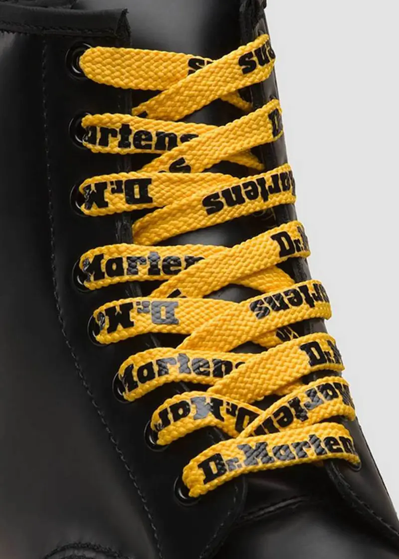 Dr. Martens Logo Flat Laces 8 Eyelets Yellow with Black