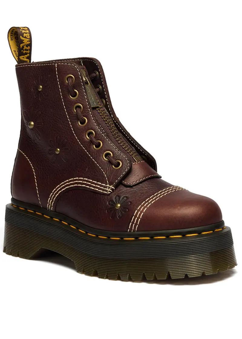 Dr. Martens Sinclair Flower Grizzly Platform Boots Brown