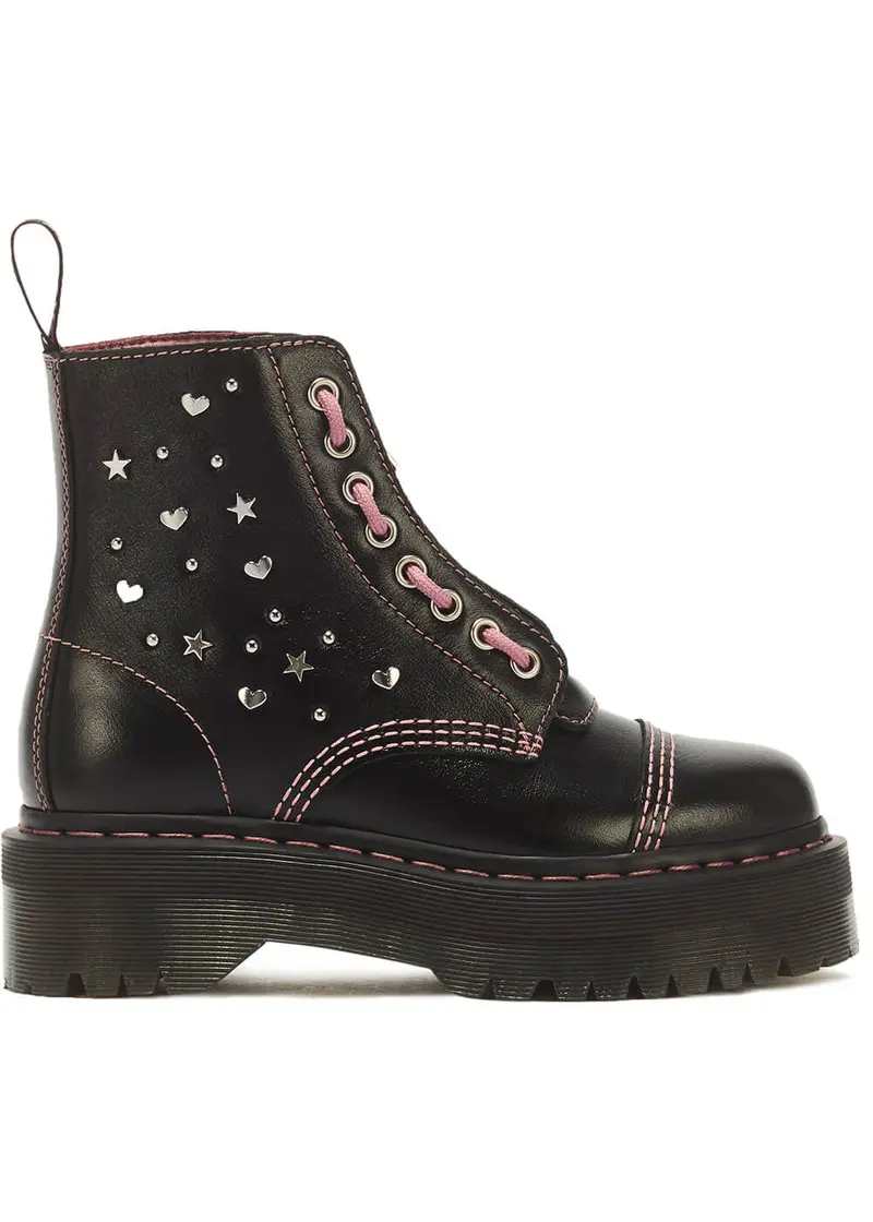 Dr. Martens Sinclair Hearts & Stars Platform Boots Black Pink