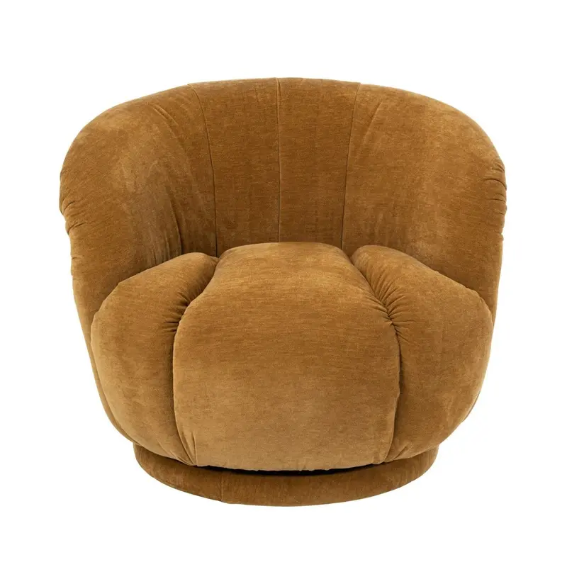 Draaifauteuil Plywood/Stof Mosterdgeel J-Line