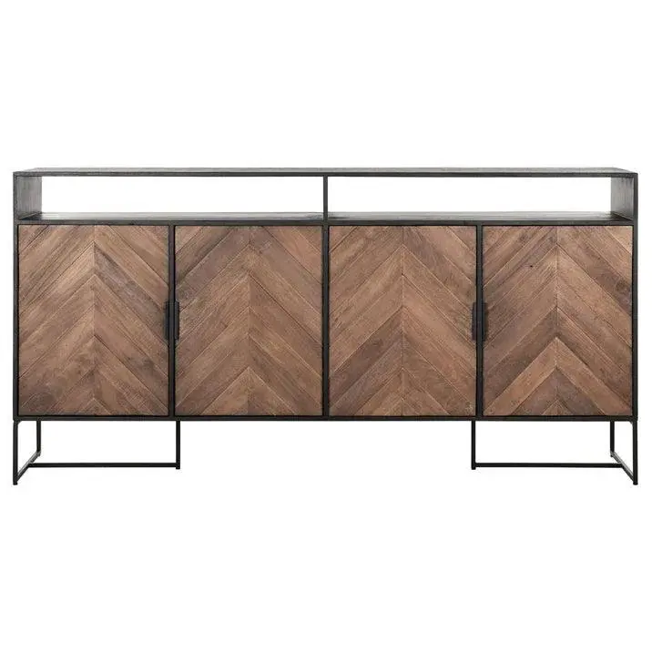 Dressoir Criss Cross No.2 Gemixt Hout Naturel Zwart 200cm DTP Home