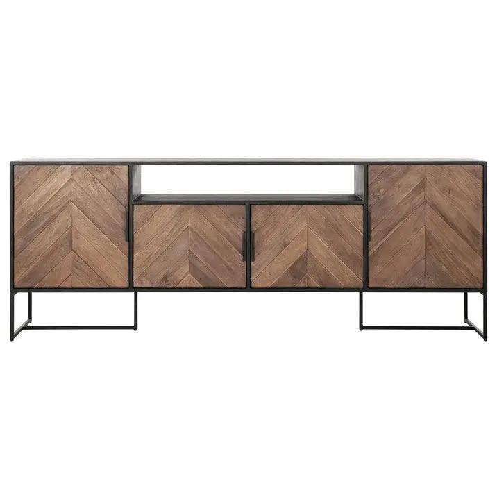 Dressoir Criss Cross No.3 Gemixt Hout Naturel Zwart 200cm DTP Home