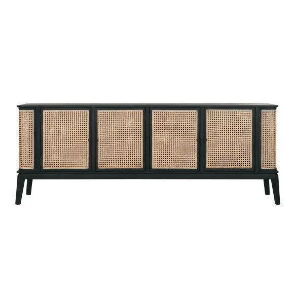 Dressoir Raffles Mindi Hout Zwart 4 Deuren 213cm MUST Living