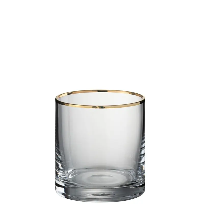 Drinkglas Rand Cilinder Glas Transparant Goud