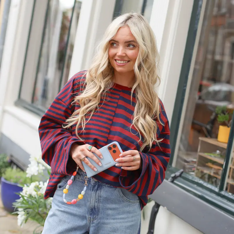 Dual stripe top navy burgundy
