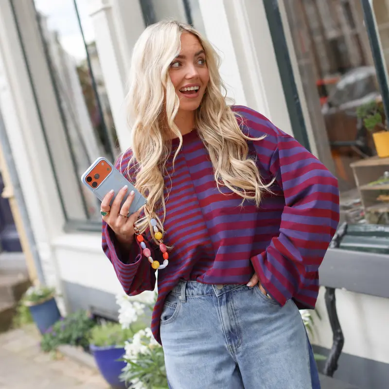 Dual stripe top paars burgundy