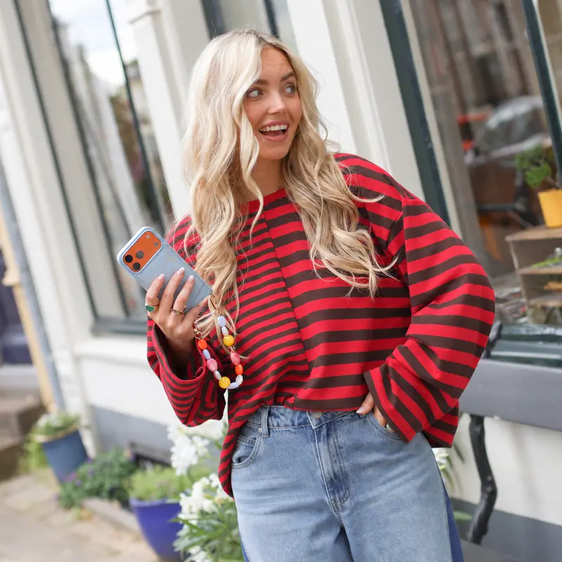 Dual stripe top rood bruin