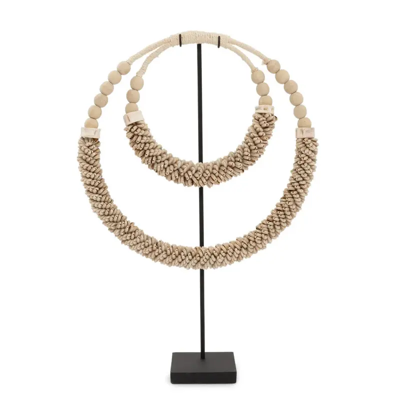 Dubbele Halsketting Met Schelpen Op Stand - Naturel