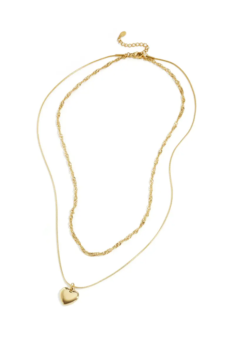 Dubbele ketting met hart | Goud