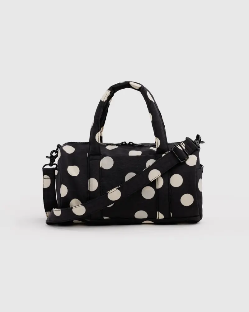 Duffle Bag - Black & Cream Polkadot