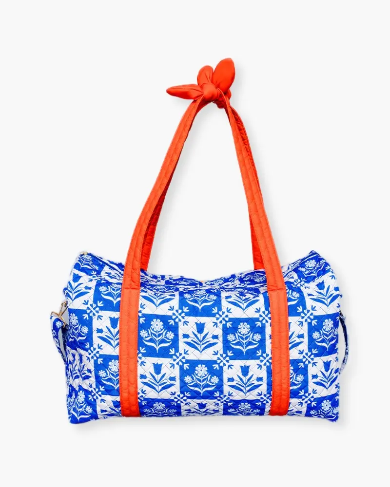 Duffle Bag - Blue Plaid Floral [PRE ORDER]