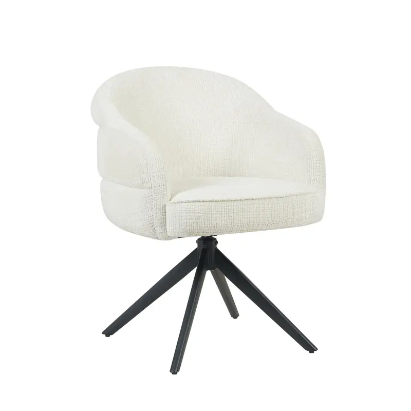 Eetkamerstoel Bella Stof Off White Poot Zwart Met Armleuning Starfurn