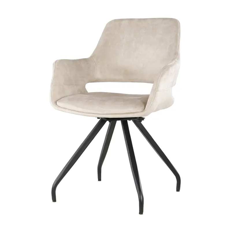 Eetkamerstoel Capp Beige Velvet Set van 2 Livingfurn