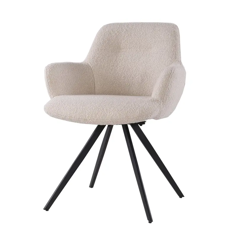 Eetkamerstoel Doreen Boucle Beige Set van 2 Livingfurn