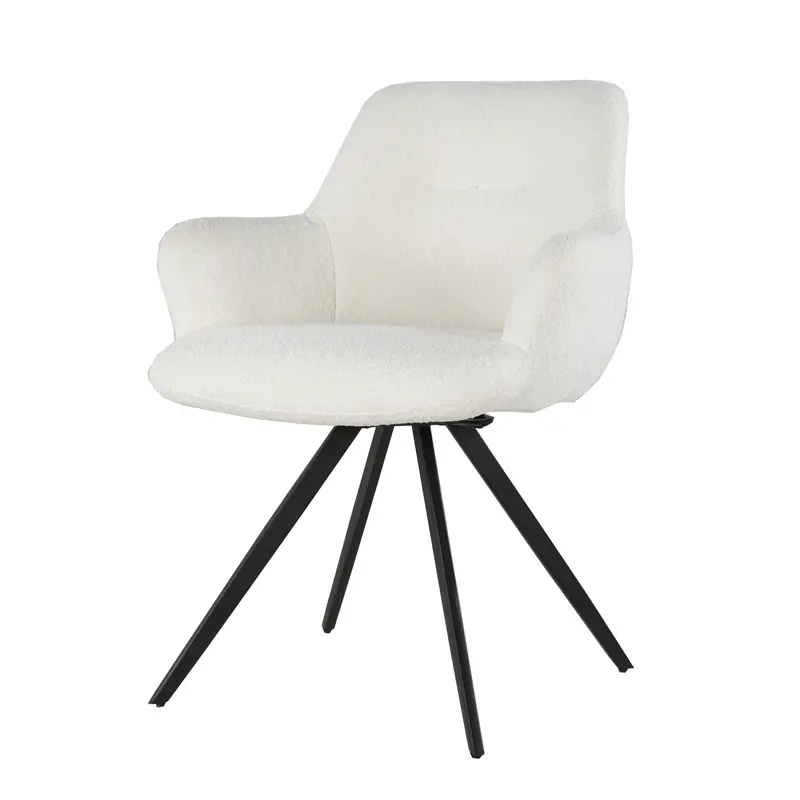 Eetkamerstoel Doreen Boucle White Set van 2 Livingfurn
