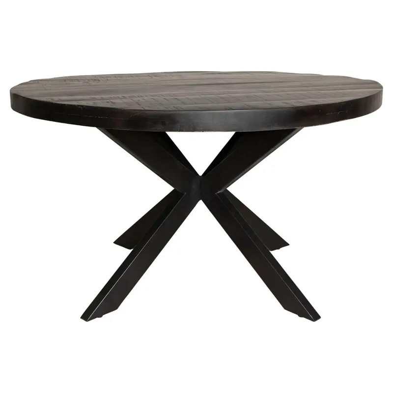 Eettafel Denver Mangohout Zwart Rond 150cm Starfurn
