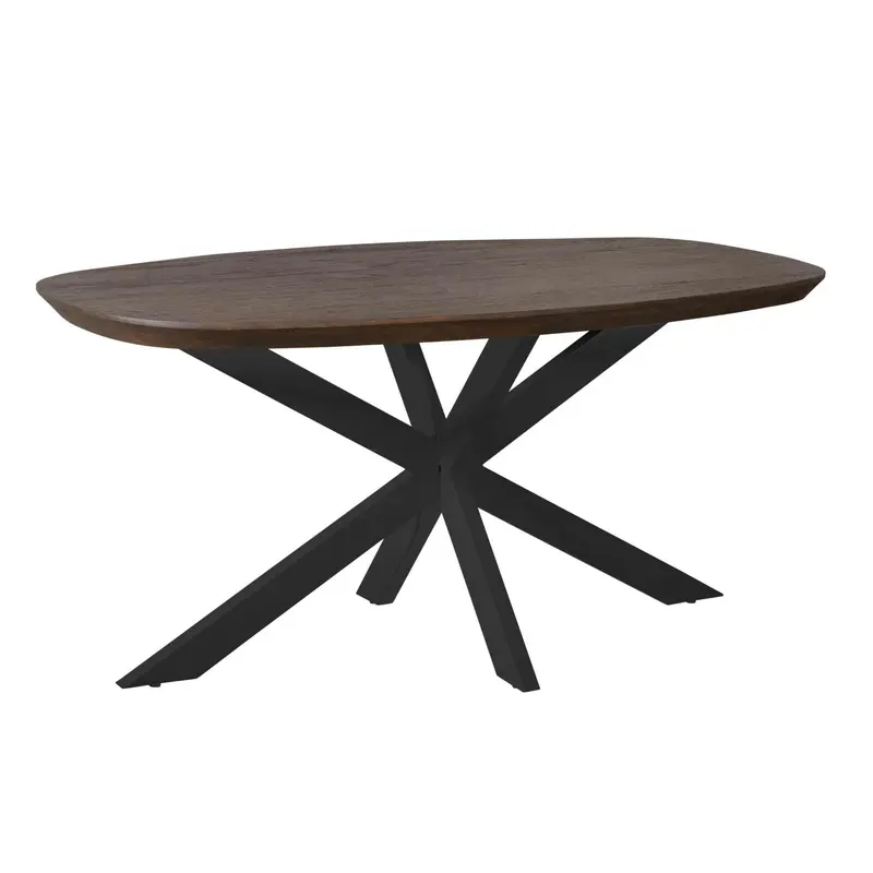 Eettafel Madison Mangohout Bruin Deens Ovaal 160cm Poot Zwart Starfurn