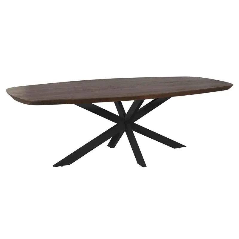 Eettafel Madison Mangohout Bruin Deens Ovaal 200cm Poot Zwart Starfurn