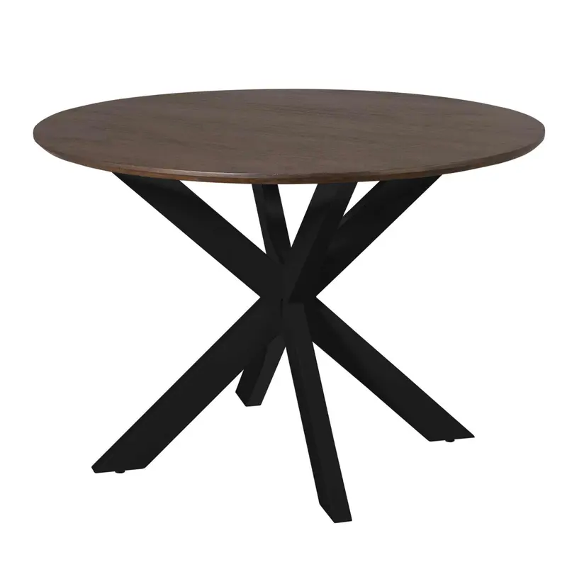 Eettafel Madison Mangohout Bruin Rond 110cm Poot Zwart Starfurn