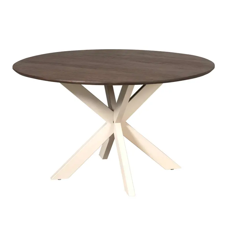 Eettafel Madison Mangohout Bruin Rond 130cm Poot Zand Starfurn