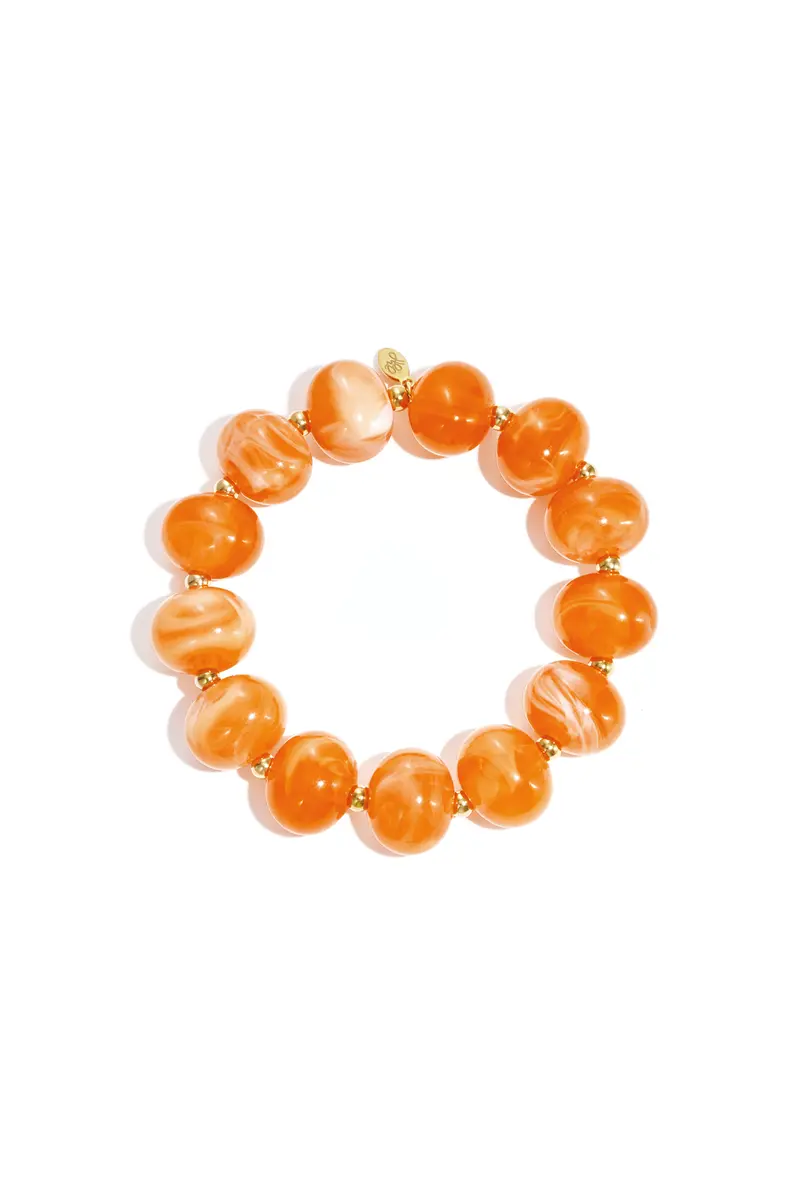 Elastieke kralenarmband met grote kralen | Oranje