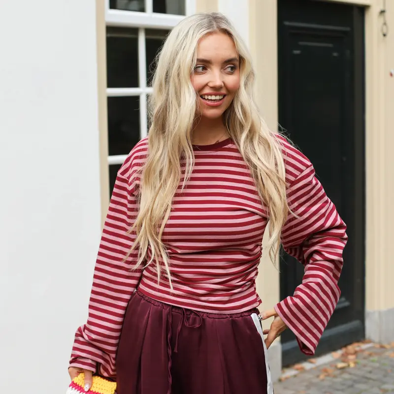 Ellie streep top roze burgundy