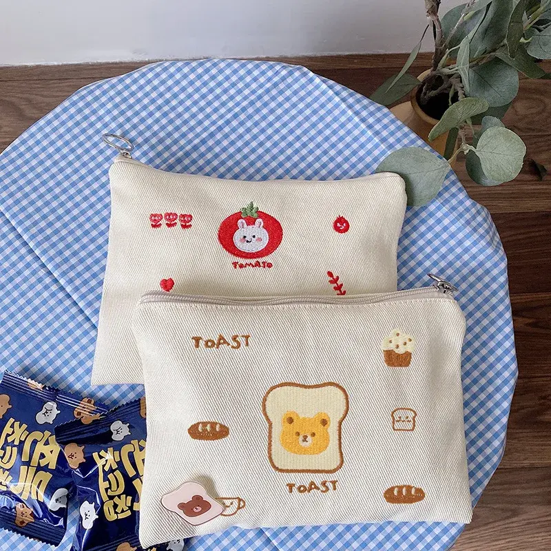 Embroidered Animal Friends Zipper Pouch