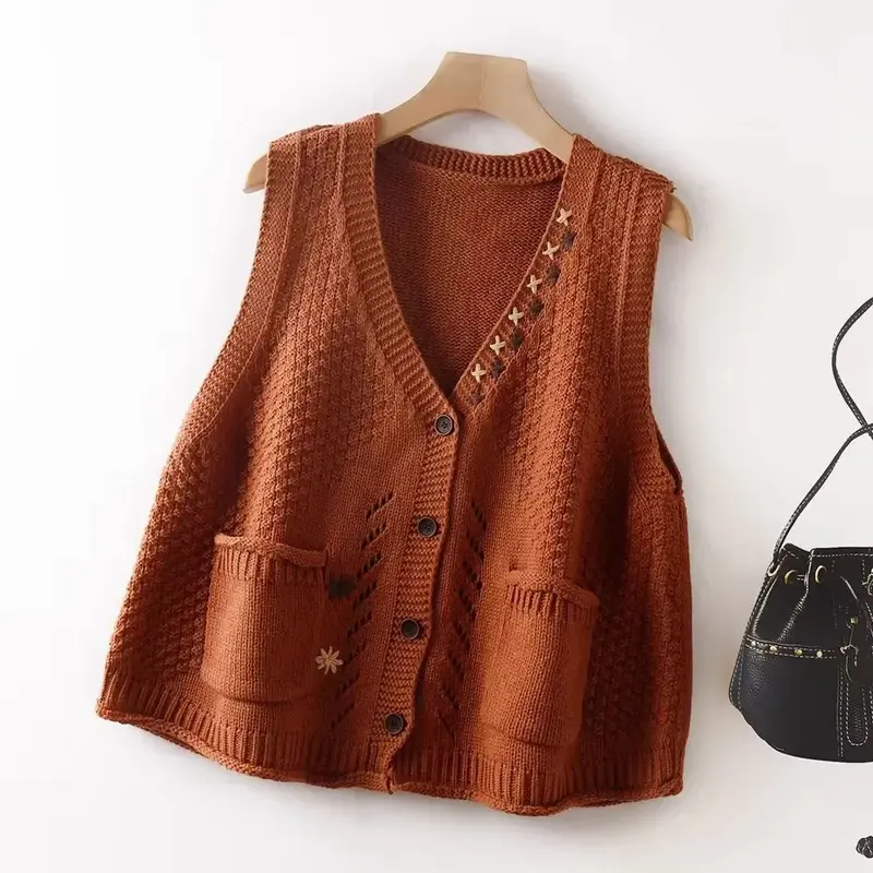 Embroidered Button Up Vest (5 Colours)