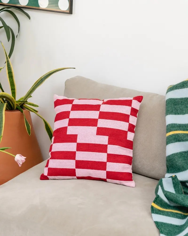 Embroidered Cushion - Cherry Soda [PRE ORDER]