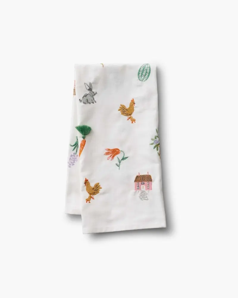 Embroidered Tea Towel - Spring Farm