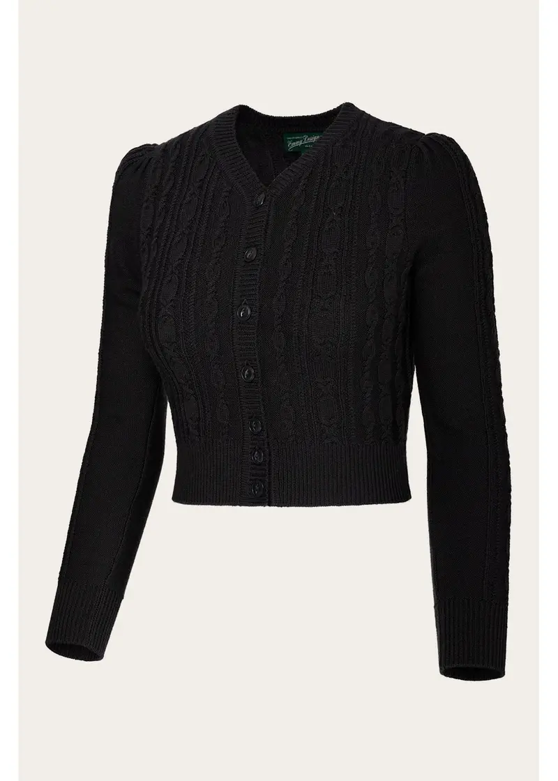 Emmy Design Ice Skater Merino Wool Cardigan Black AW26