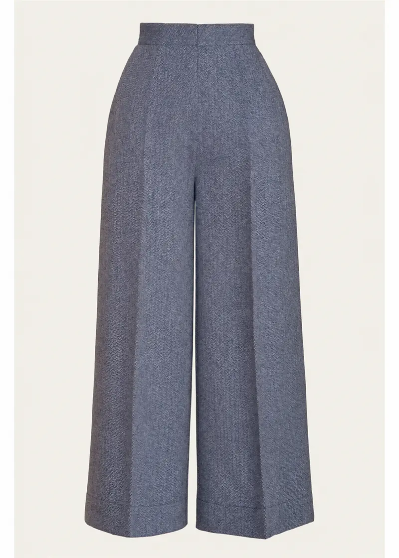Emmy Design Palazzo Perfection Tweed Trousers Midnight Ivory
